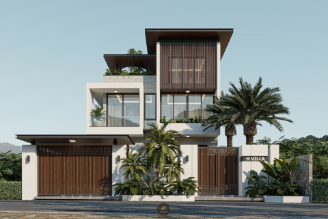 Thiết kế - Thi công kiến trúc biệt thự gỗ óc chó tại Sơn Tây, Hà Nội - Chị Hạnh